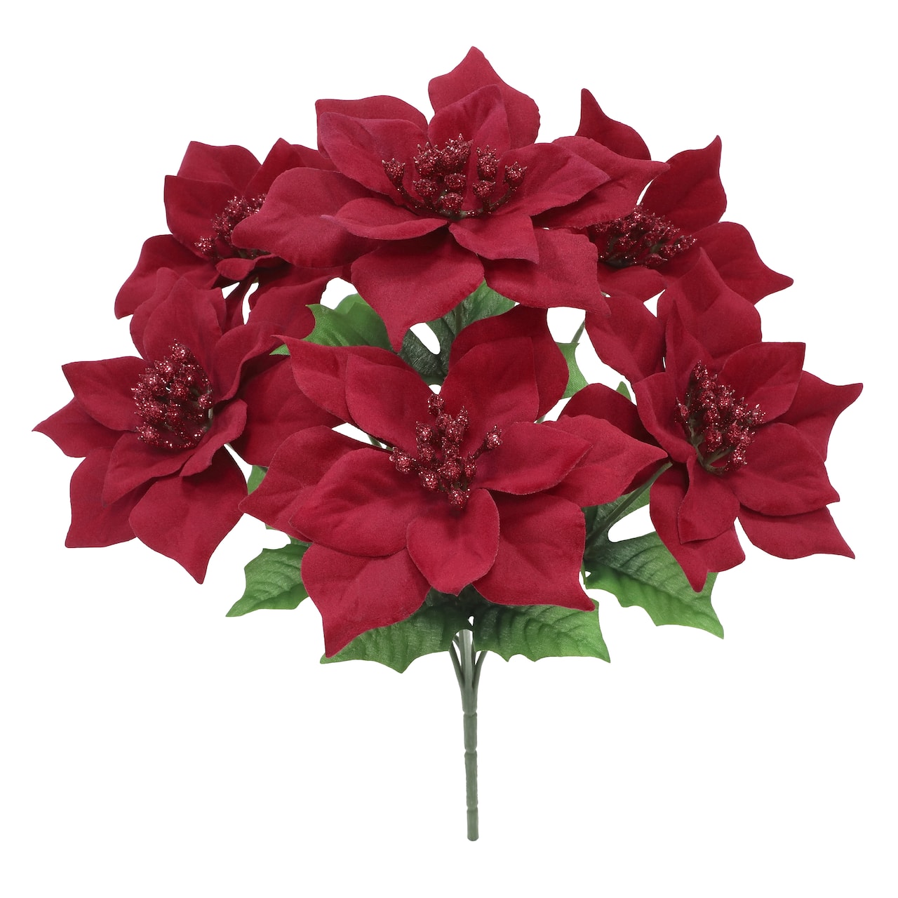12" Poinsettia with Glitter Bush by Ashland®